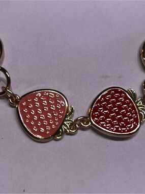 Chain Strap Extender Bag chains Gold Strawberry Bag Charm Pink & Red